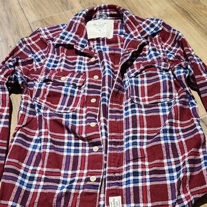 Abercrombie & Fitch Burgundy and Navy Plaid Shirt